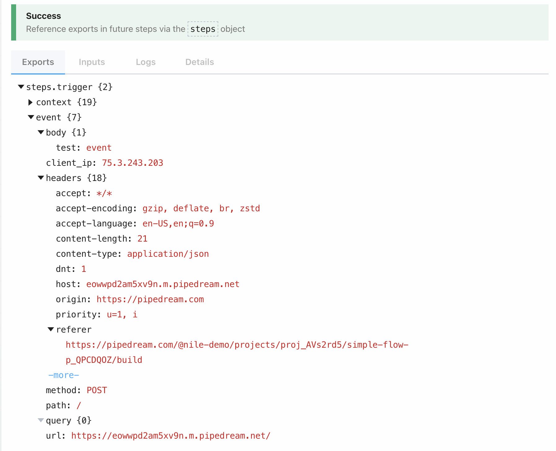 HTTP event fields